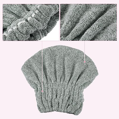 VOCOSTE Charcoal Fiber Hair Drying Towel Cap - Lightweight Gray