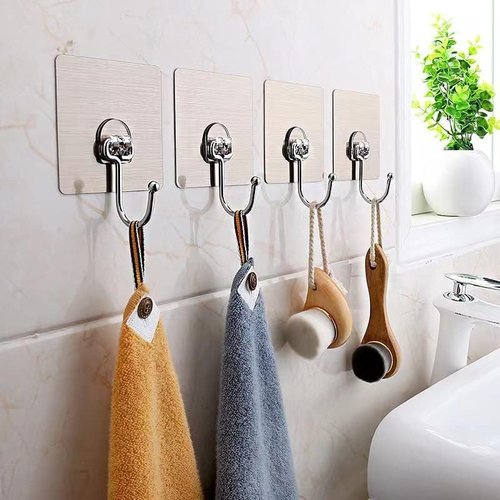 KILOW Heavy Duty Adhesive Hooks - 22 lbs Capacity, Waterproof Transparent Towel Hook