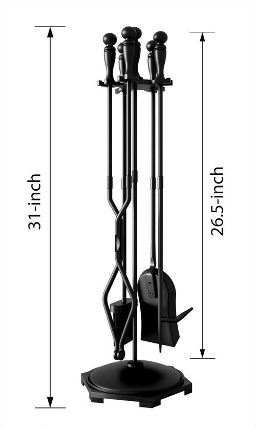 Fire Beauty Fireplace Tools Set 5 Pieces Wrought Iron Fire Tool Set for Outdoor/Indoor Fireplace Accessories Set