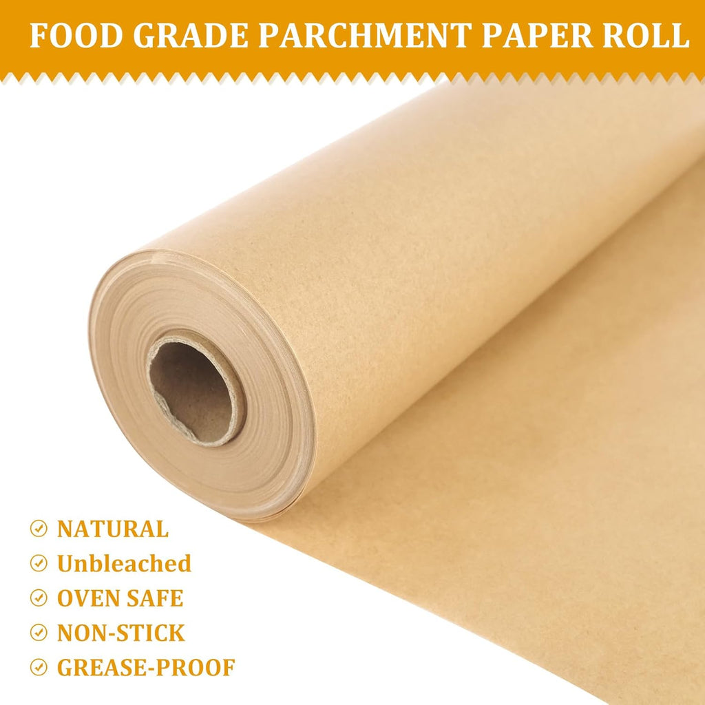 Unbleached Parchment Paper - Heavy Duty Non-Stick Baking Roll with Slide Cutter | 15 in x 220 ft