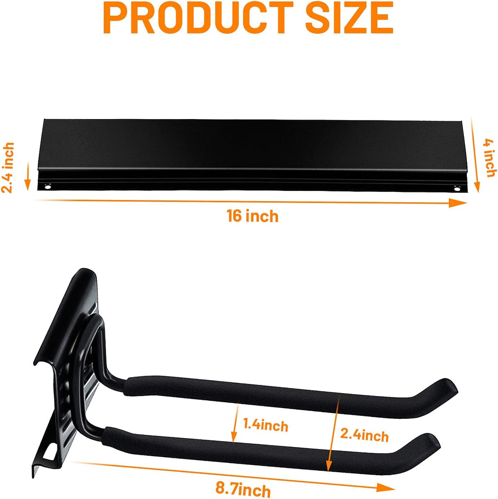 Wallmaster Garage Storage Organizer - Heavy-Duty Wall Mount Tool Rack with 6 Adjustable Hooks | 48-Inch Tracks, 450lb Capacity