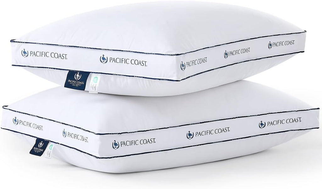 Pacific Coast Gusseted Pillows - Queen Size Set of 2 | Goose Feather & Down for Ultimate Comfort