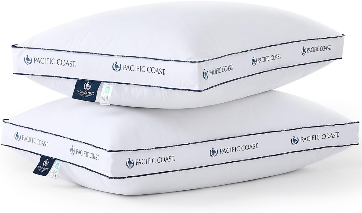 Pacific Coast Gusseted Pillows - Queen Size Set of 2 | Goose Feather & Down for Ultimate Comfort