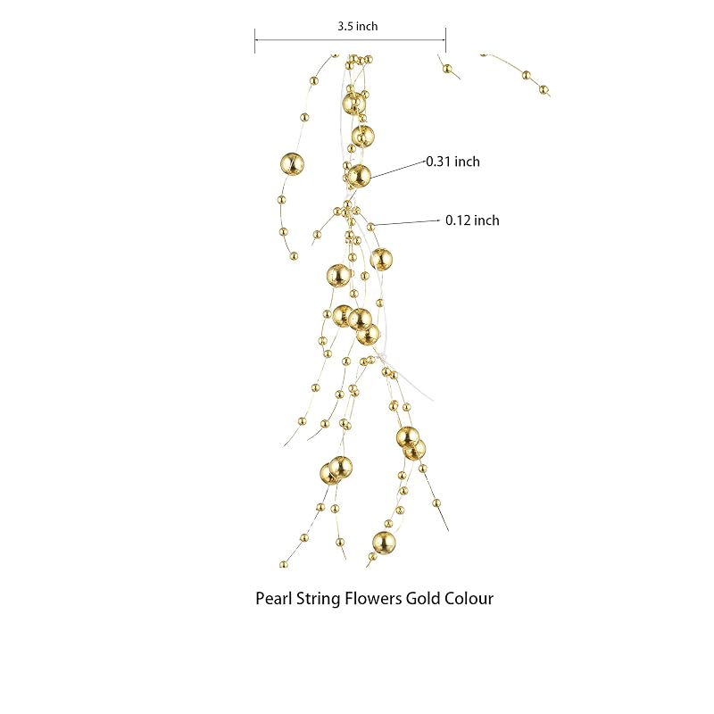 13ft Gold Pearl String Garland for Floating Candles, Vase Filler & Table Decor – Variation: Gold