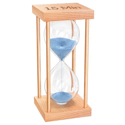 ABXKZ 15 Minute Sand Timer, 15 Min Wood Small Hourglass Timer, Blue Sand Clock, Wooden Hour Glass for Classroom, Sandglass, Reloj De Arena Decorativo, Home, Office, Game, Gift