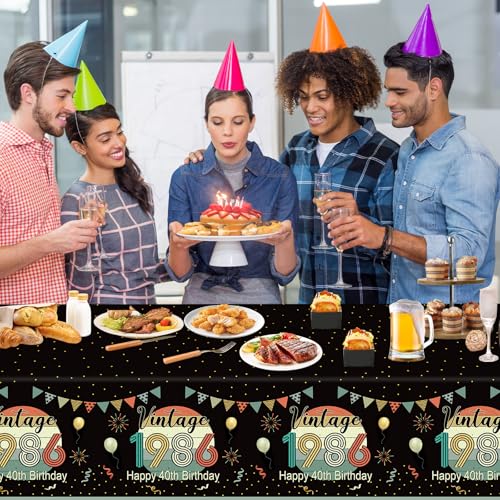 Vintage 1986 40th Birthday Tablecloth Set - 3 Pack Disposable