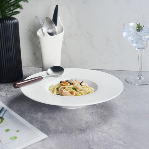 dingdaer Soup Plates Ceramics Rimmed Pasta Plate Set of 4, 16.9 Oz Soup Plates with Wide Rim, Salad Bowls for Dessert,Spaghetti, for Kitchen and Eating, Microwave Dishwasher Safe, 12.2 Inch
