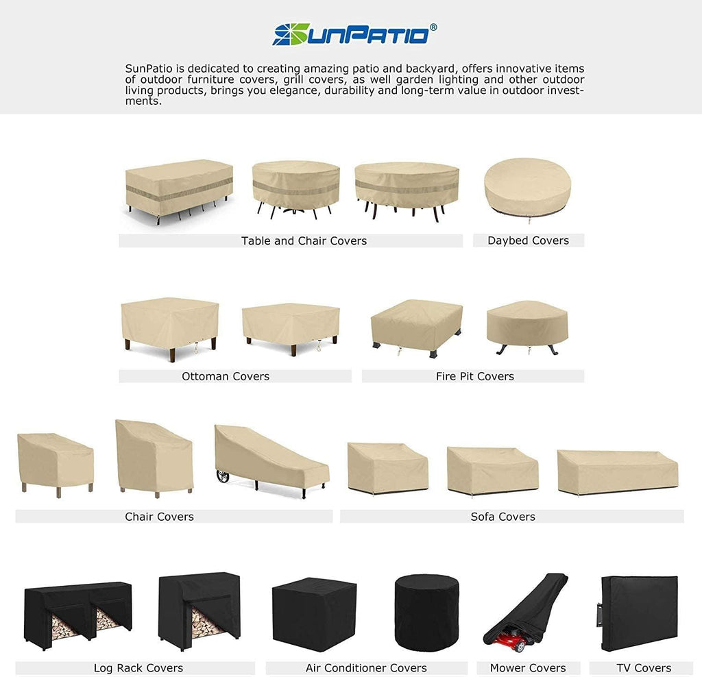 SunPatio Outdoor Chair Covers - Heavy Duty Waterproof Protection | 2 Pack, Beige, 34" W x 37" D x 36"/25" H