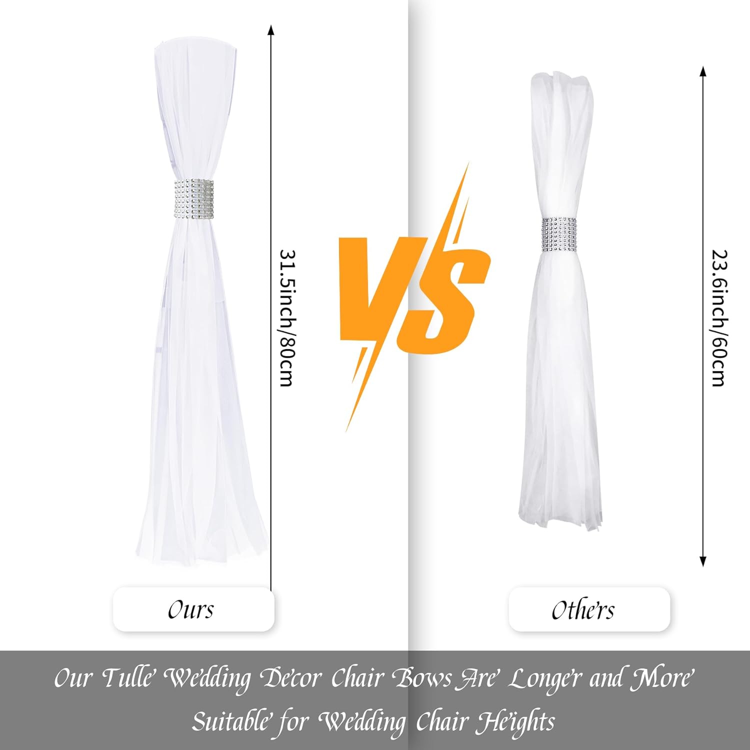 Skiennix 26 Sets Large White Pew Bows - Tulle Wedding Aisle Chair Decorations for Ceremonies