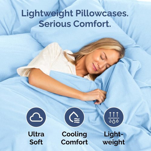 King Pillow Cases by [Brand Name] - Ultra Soft Hotel Quality Covers | Comfy, Wrinkle-Free & Fade Resistant - Light Blue, Set of 4