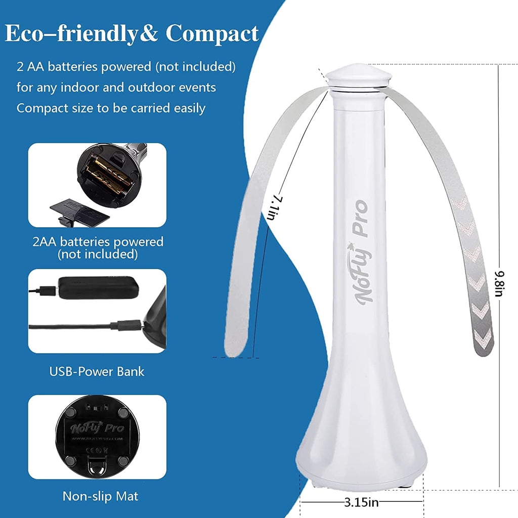 Fly Fans for Tables, Outdoor Fly Repellent Fna (White, 2 Pack)