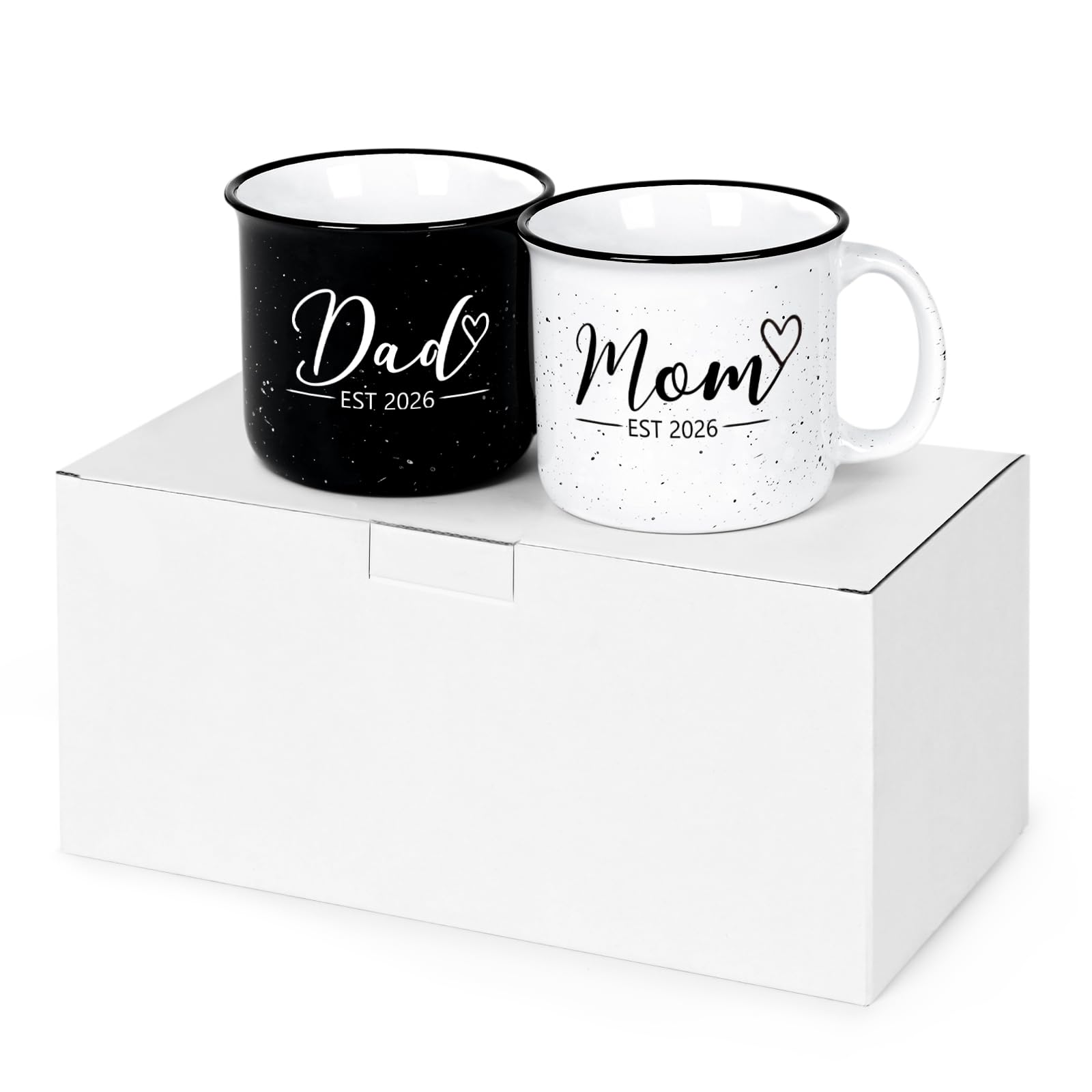 Maustic Mom and Dad Mugs, New Parents Gifts for Couples, New Mom and Dad Est 2026 Gifts for Expecting First Time Parents, 15 Oz