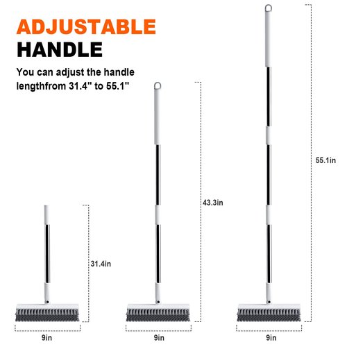 Grout Brush with Long Handle, Heavy-Duty Tile and Shower Floor Scrub Brush Stiff, Professional Grout Cleaner for Bathroom, Kitchen, Floor, Tile Brush Concrete Surfaces