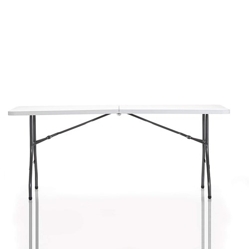 Cosco 6ft Fold-in-Half Blow Molded Folding Table, Indoor/Outdoor, Comfort Handle, Lightweight Plastic Construction - White