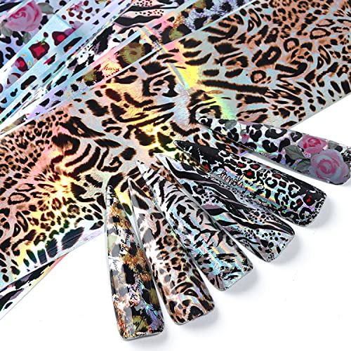 Leopard Nail Foil Transfer Stickers - 10 Sheets Laser Print Decals