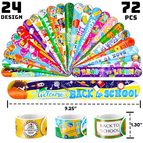 144PCS Back to School Party Favors with Temporary Tattoos & Slap Bracelets