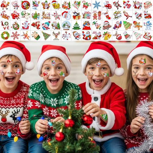 Christmas Temporary Tattoos 60-Piece Festive Party Favors