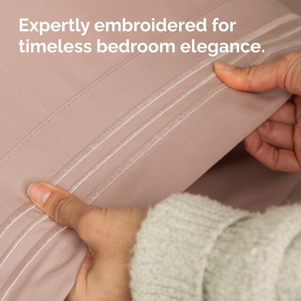 Skiennix Standard Pillow Cases Set of 4 | Ultra Soft Hotel Quality Covers - Machine Washable Mauve