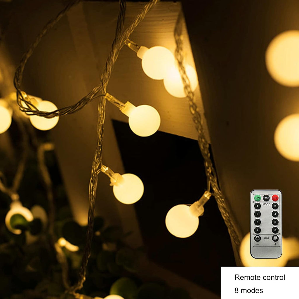 ZIMINGU LED Ball String Lights - 19.6FT 40 LEDs Waterproof Fairy Lights with Remote Control | Warm White Decor for Indoor & Outdoor Events
