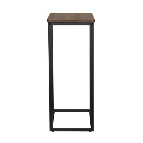 Household Essentials Jamestown C-Shaped for Accessiblity Side End Table Mid Century Walnut Wood Grain and Black Metal
