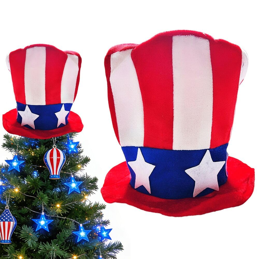 Red White Blue Hat Tree Christmas Tree Decoration, 4th of July Holiday Decor Independence Day Memorial Day Party Supplies (Red)