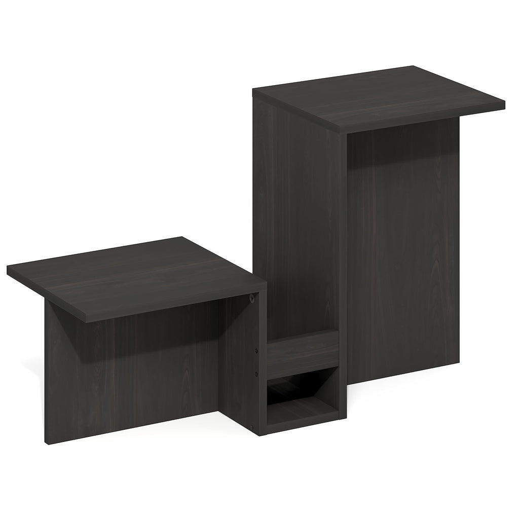 Furinno BOYATE Side Table, Valley Shaped End Table, with Tiered Levels and Magazine Rack, for Living Room, Espresso