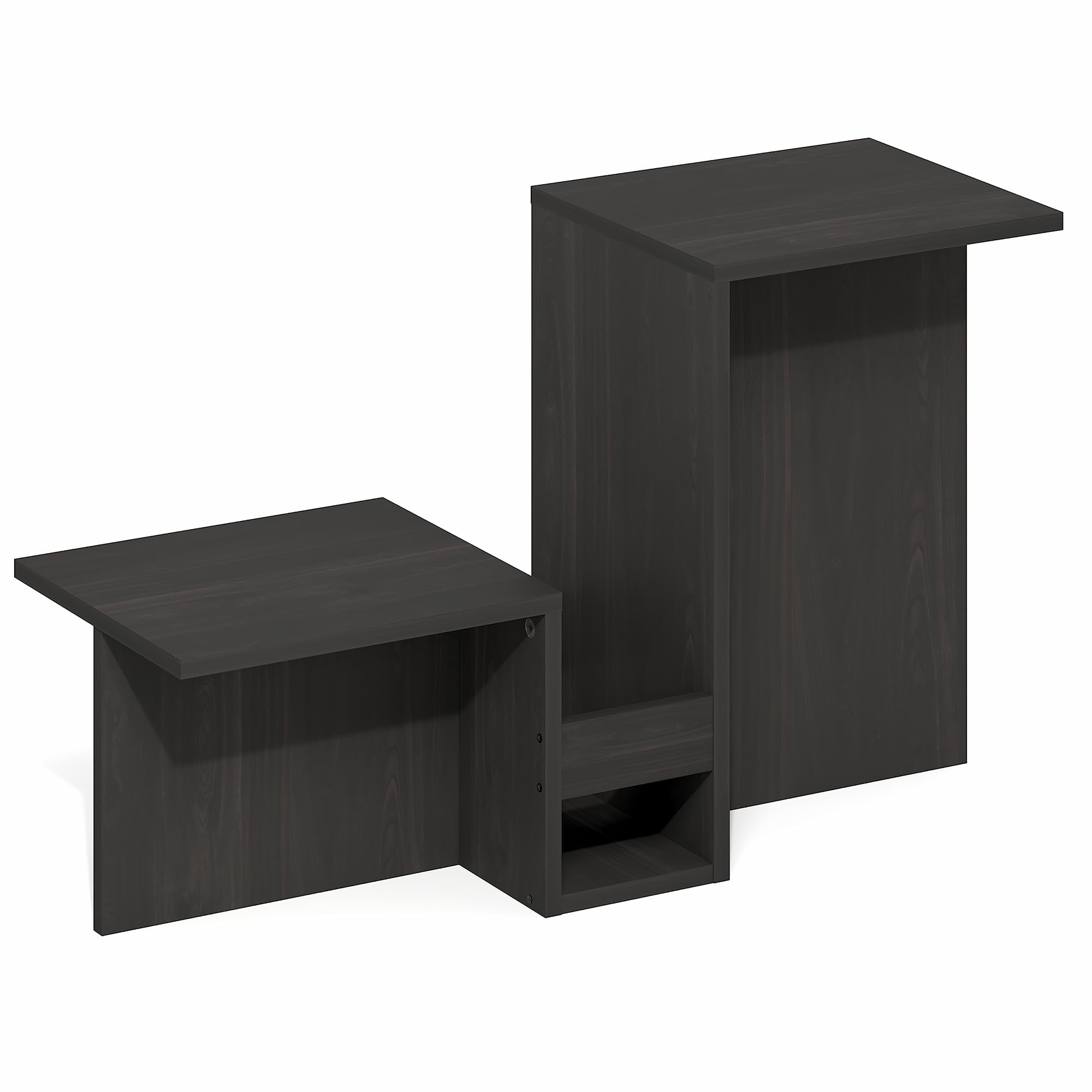 Furinno BOYATE Side Table, Valley Shaped End Table, with Tiered Levels and Magazine Rack, for Living Room, Espresso
