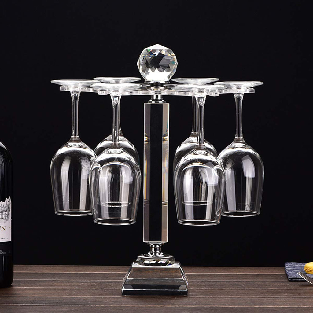 Mylifestyle Elegant Desktop Crystal Glass Stemware Rack/Rotate 6 Wine Glass Storage Holder Stand Air Drying Rack(No included wineglass)(Medium)