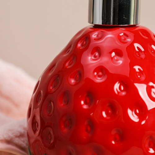 CHOOLD Ceramic Retro Strawberry Soap Dispenser with Plastic Pump, Refillable Lotion Hand Soap Container, Lotion Bottle