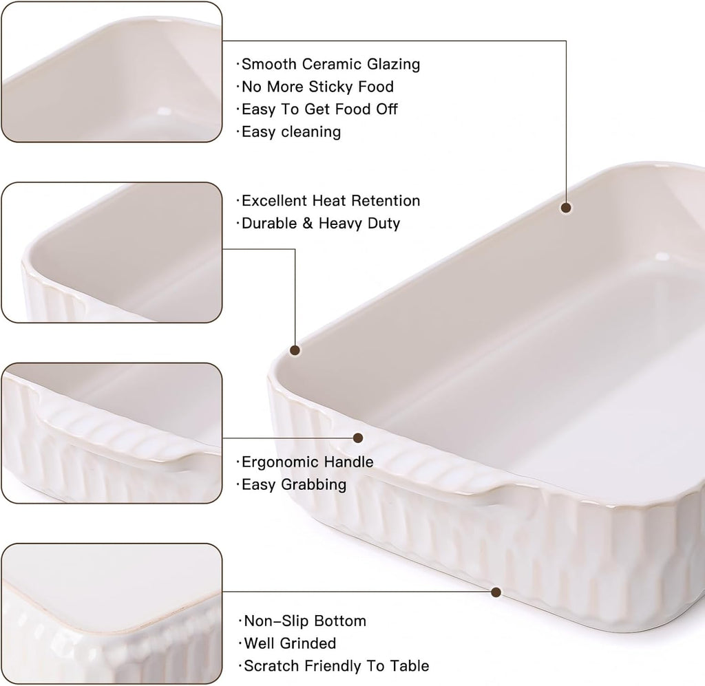 Regine Switzerland 4.7QT Casserole Dish - Large 9x13” Ceramic Lasagna Pan with Handles | Perfect for Baking and Gifts