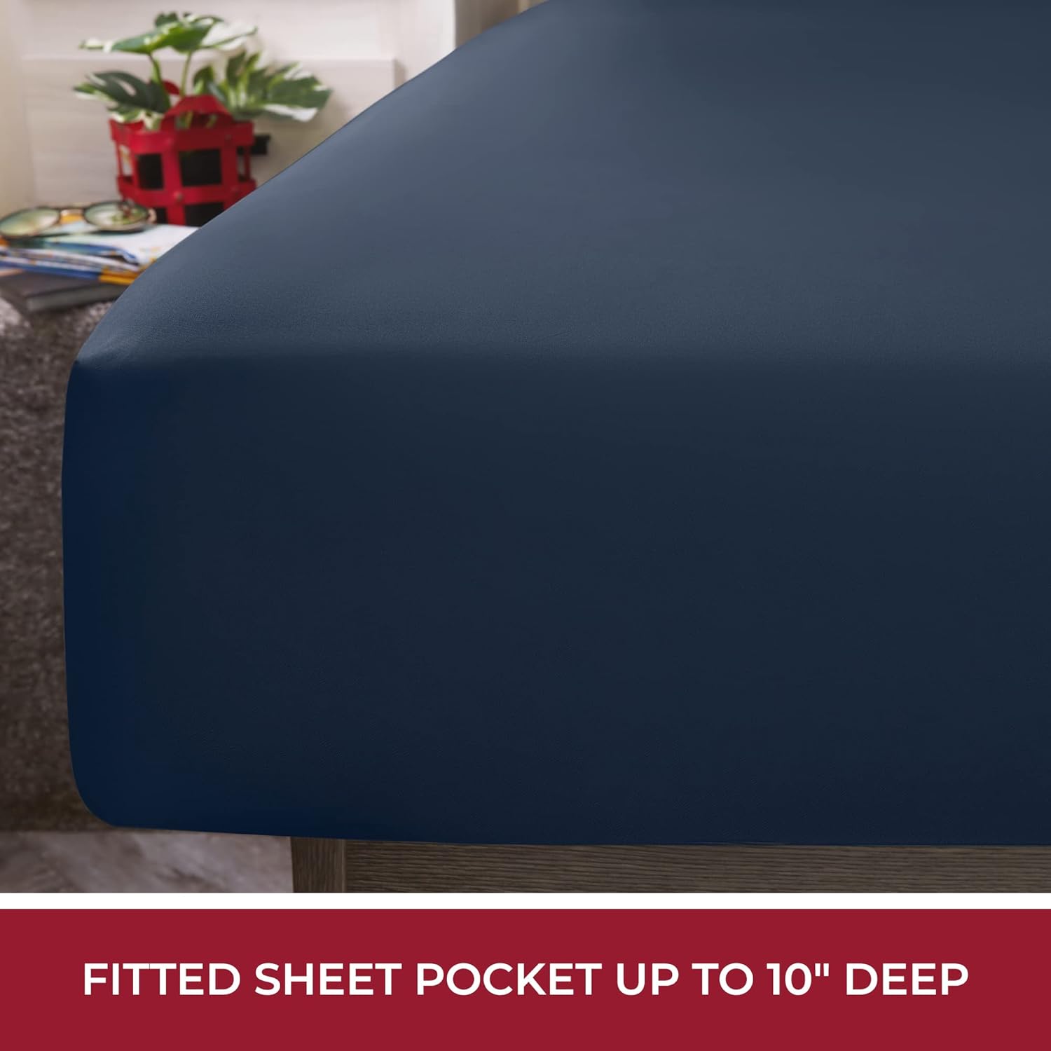 Mellanni RV Short Queen Sheets - Luxury Hotel-Quality Bedding | Extra Soft, Cooling, Deep Pocket (Navy Blue)