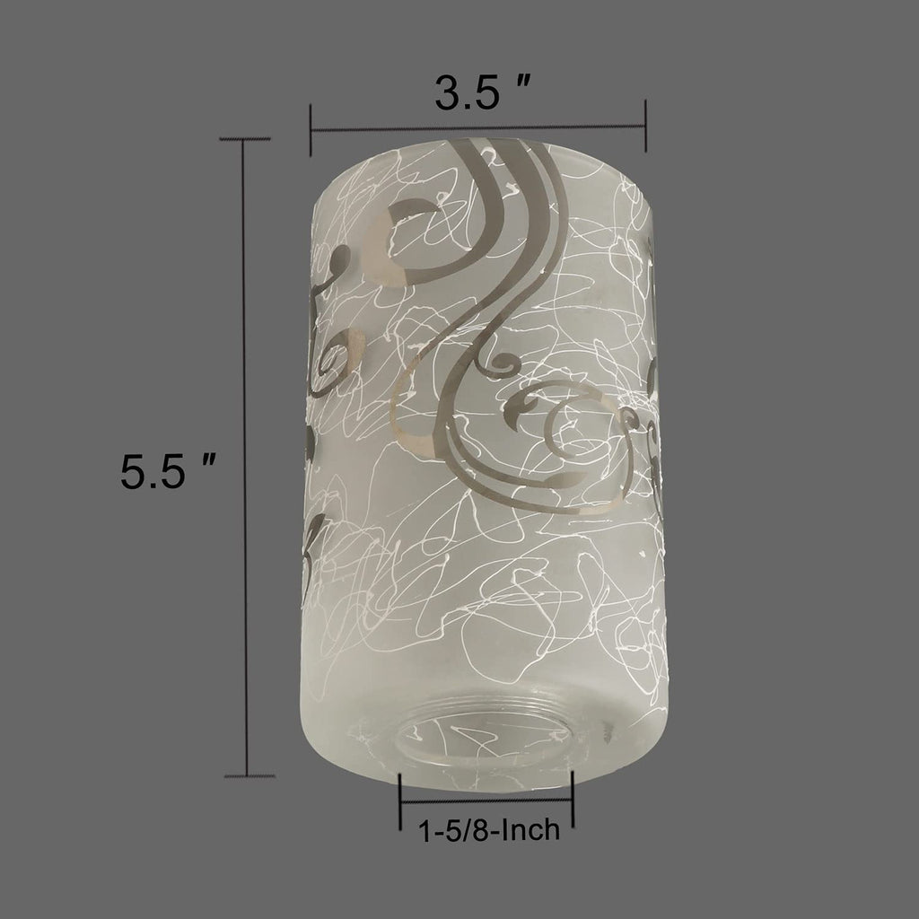 Voguad Electroplated Floral Pattern Replacement Glass Lamp Shade 2 Pack, Frosted Glass Light Cover for Light Fixture,Glass Shade for Wall Sconce,Kitchen Pendant Light,Bedside Lamp,1 5/8 Inch Fitter
