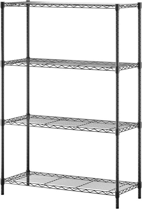 BestOffice | Heavy-Duty 4-Tier Wire Storage Shelves | 36x14x54 | Black | Adjustable Racks | No-Tool Assembly