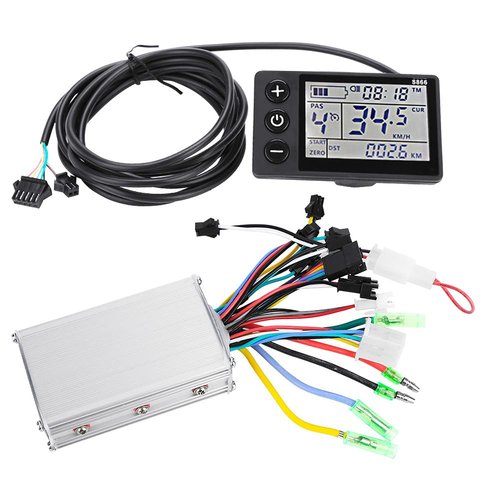 24V 36V/36V 48V Motor Speed Brush Controller, 250W/350W Electric Motor Controller with LCD Display Panel for E Electric Scooter Brushless Controller Kit