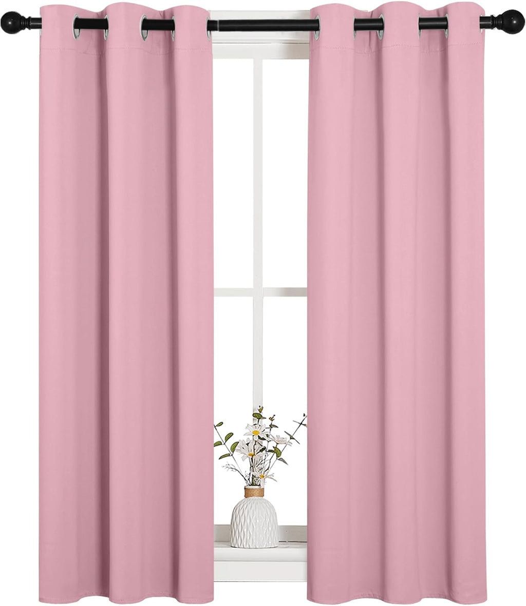 NICETOWN Blackout Window Curtain Panels - Thermal Insulated Grommet Drapes | Crystal Pink, 29x45 Inch (1 Pair)