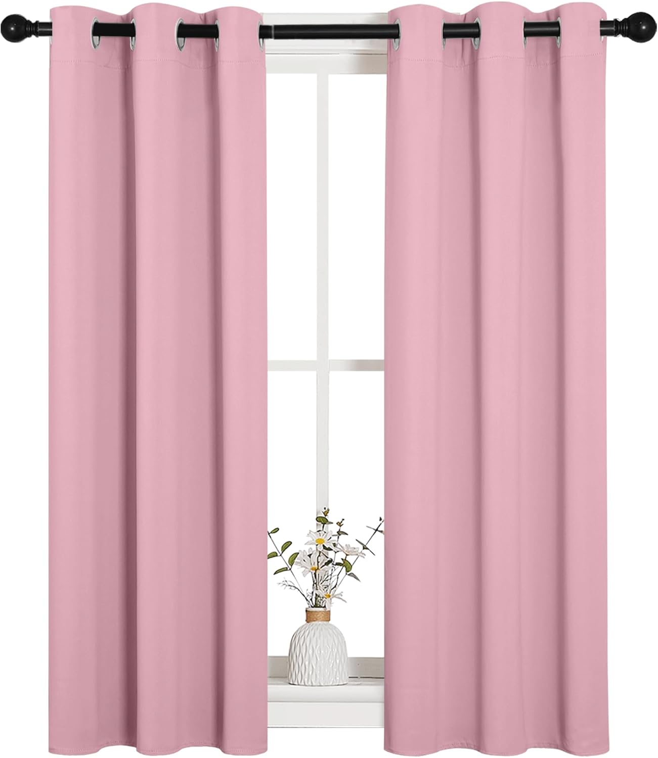 NICETOWN Blackout Window Curtain Panels - Thermal Insulated Grommet Drapes | Crystal Pink, 29x45 Inch (1 Pair)