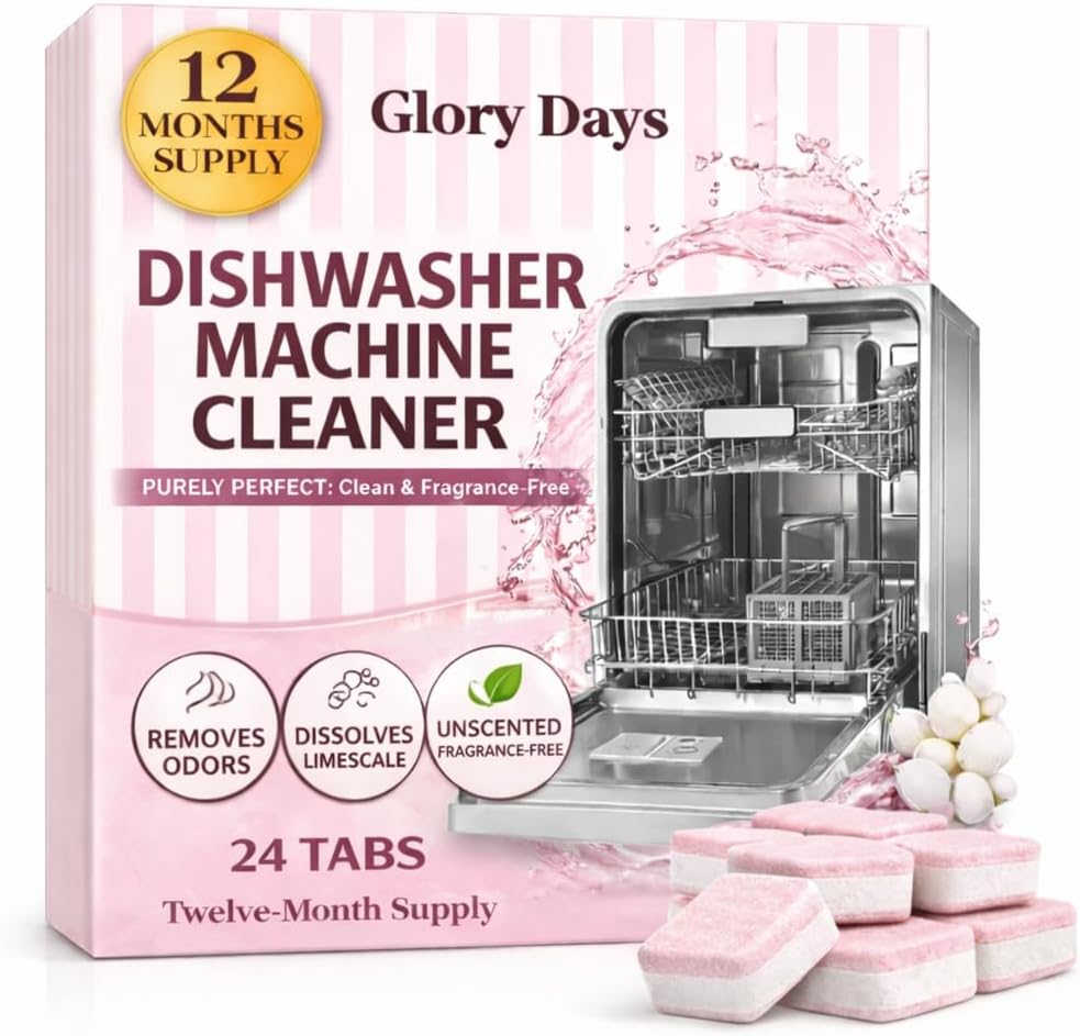 Skiennix Dishwasher Cleaner Tablets - Unscented Deep Cleaning for Limescale & Odor - 1 Year Supply