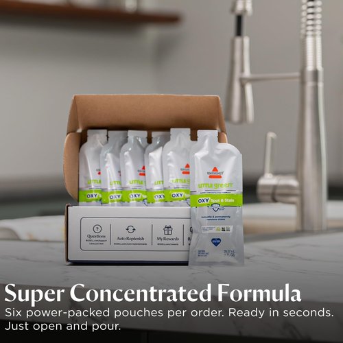 BISSELL Little Green Pro Oxy Spot & Stain Cleaning Formula - 6 Super Concentrate Pouches for Deep Cleaners