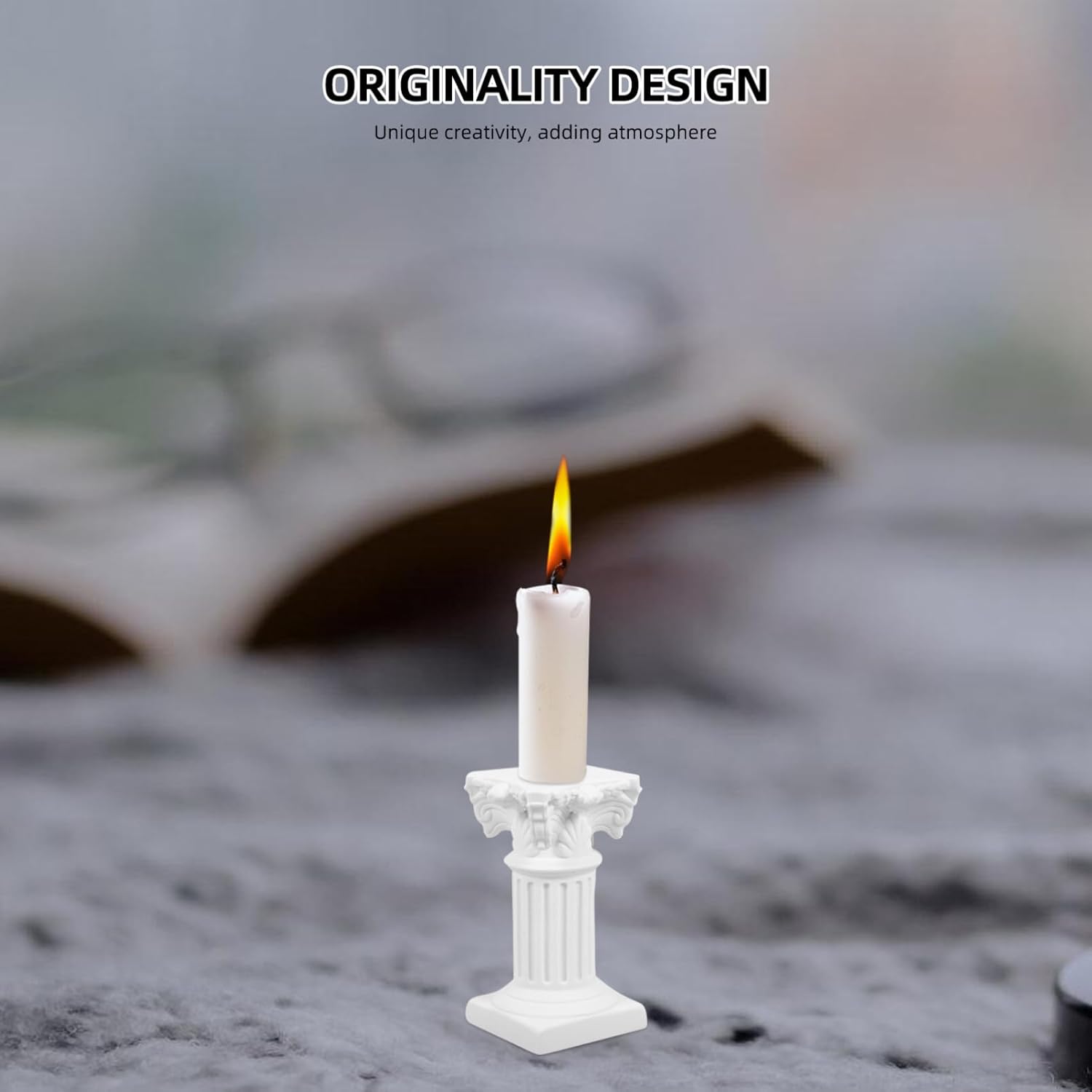 TOYANDONA Roman Pillar Statues - Elegant Greek Columns Candle Holders | 2-Piece White Resin Set