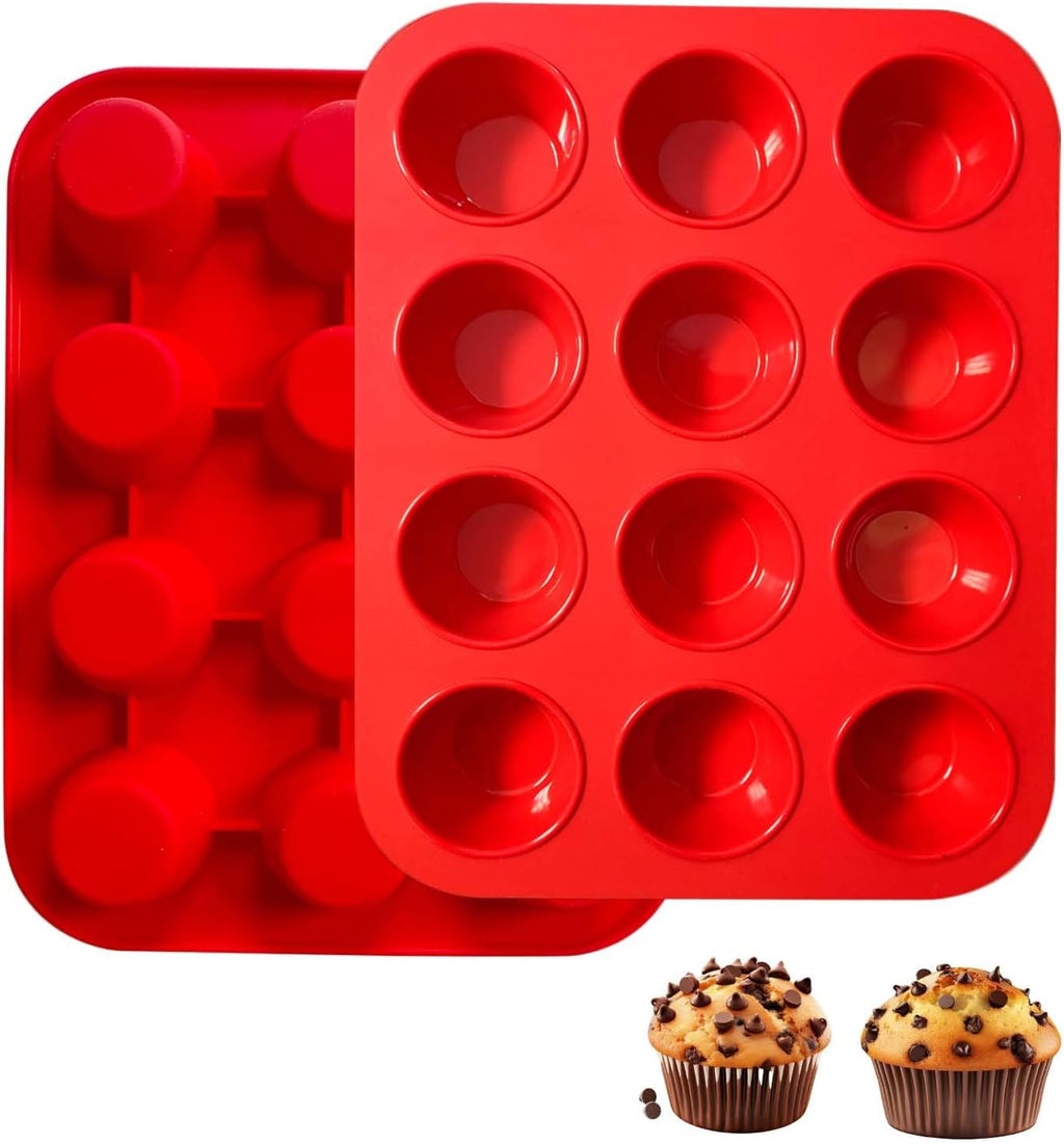 Saphe Silicone Muffin Pans - Nonstick 7-Cup Baking Molds for Egg Bites, Muffins & Cupcakes | 2-Pack