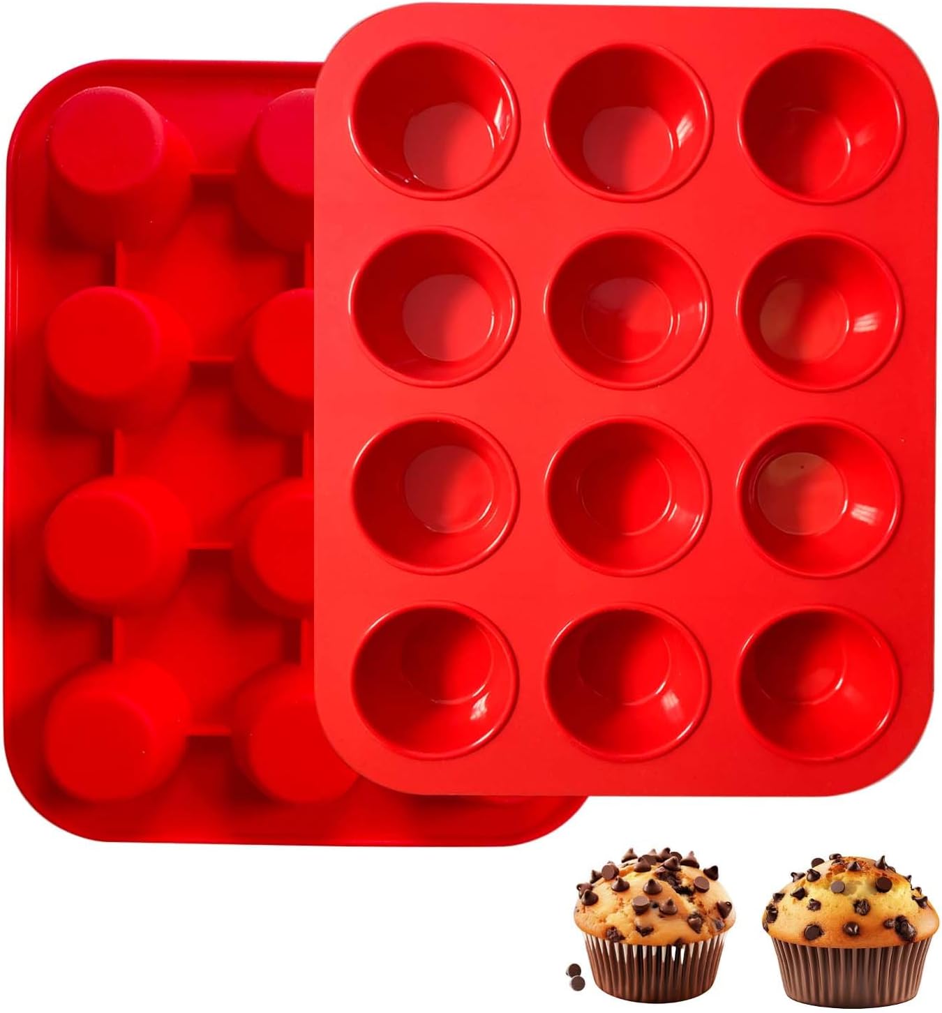 Saphe Silicone Muffin Pans - Nonstick 7-Cup Baking Molds for Egg Bites, Muffins & Cupcakes | 2-Pack