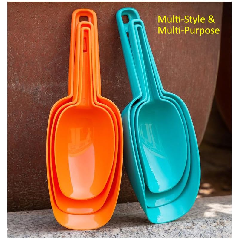 AZOFIA Set of 3 Blue Ice Scoops - Durable Plastic Kitchen Utensils