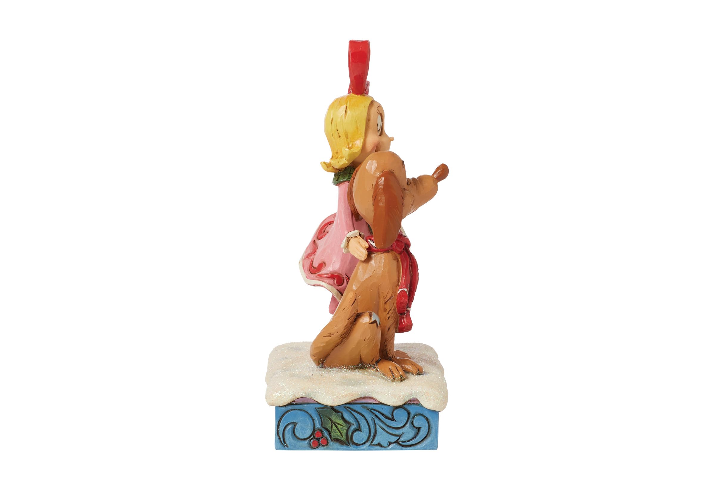 Enesco Dr. Seuss Grinch by Jim Shore Cindy Lou and Max Wearing Scarves Figurine, Stone Resin Hand Crafted Collectible Christmas Figurines Home Decor Sculpture Statue, 5.63 Inch, Multicolor