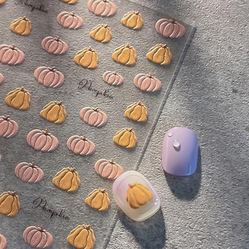 LYLYNB 5D Embossed Pumpkin Nail Stickers Fall Thanksgiving Decals
