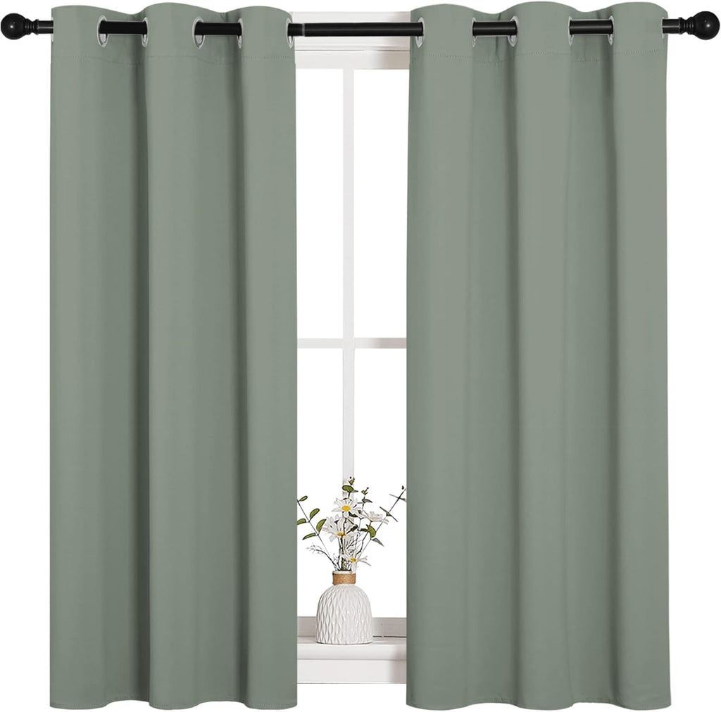 NICETOWN Blackout Curtain Panels - Thermal Insulated Draperies in Greyish Green | 34x45 Inch, 1 Pair