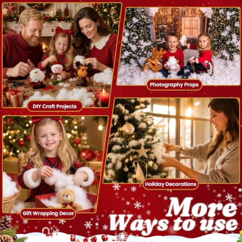 Fake Snow for Christmas Decorations - 10.58 Ounce Artificial White Cloud Fluff