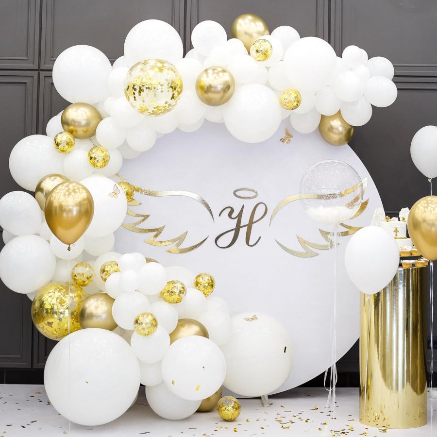 RUBFAC 120pcs White Latex Balloons - 12 Inches for Birthday, Baby Shower & Wedding Decorations