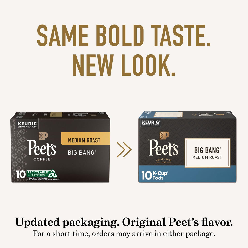 Peet's Coffee Medium Roast K-Cup Pods - 100% Arabica Big Bang Flavor | 60 Count (6 Boxes of 10 Pods)