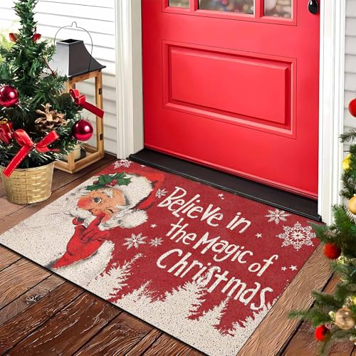 Christmas Doormat with Santa Claus Design | 16" x 24" Non-Slip Mat
