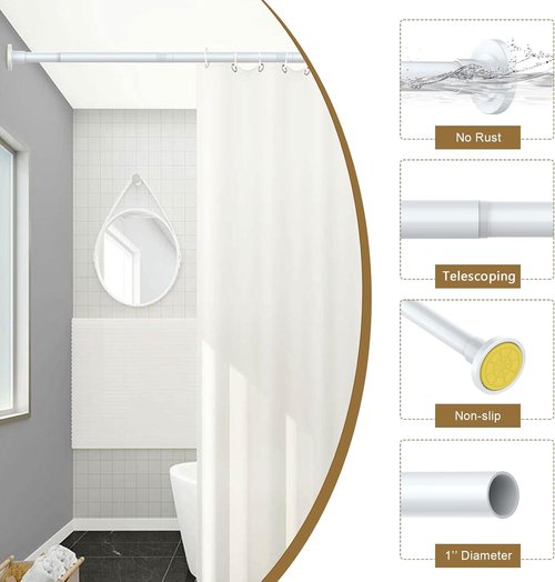 GXOACKJ Shower Curtain Rod - Adjustable 31-80 Inch Spring Tension, No Drilling, Rustproof Stainless Steel